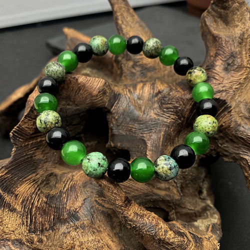 Emerald Vibe™ Green Beaded Bracelet (Handmade Stretch)